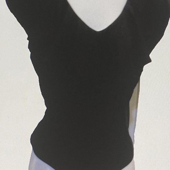 LITTLE BLACK BODYSUIT THONG RUFFLE NECK LG - Picture 5 of 5